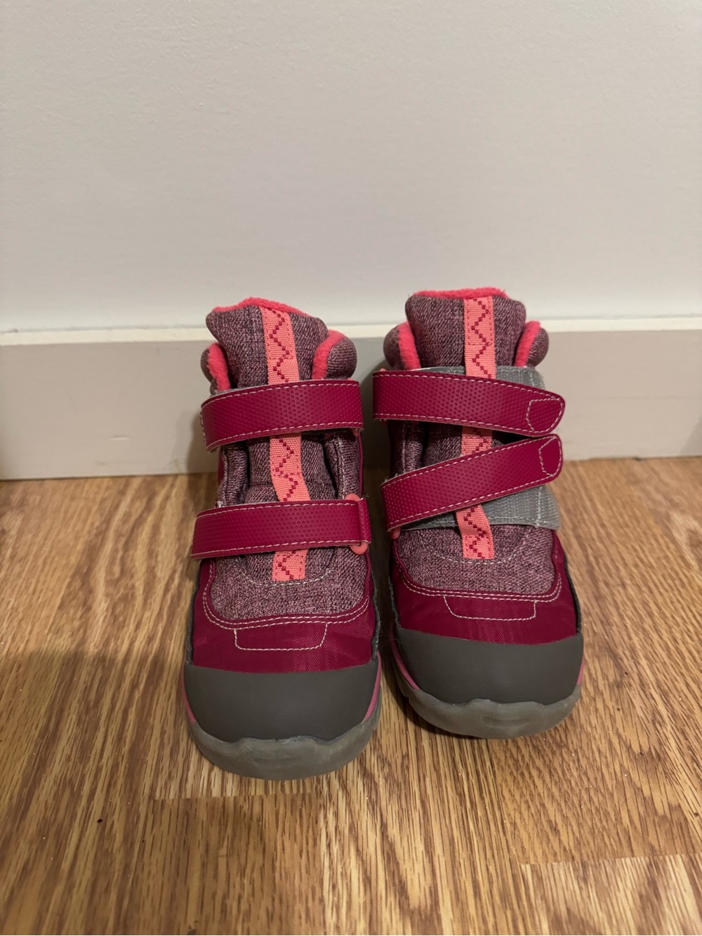 See Kai Run Maroon and Pink Kids Strap Boots